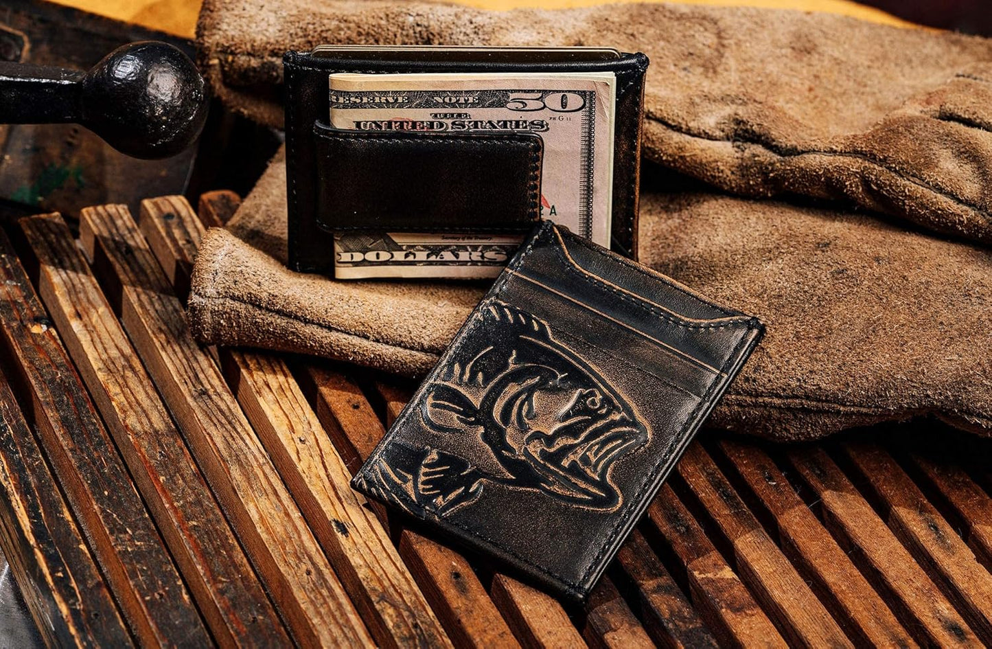 Bass Fish Money Clip Wallet | Slim Card Holder | Super Strong Magnet Men'S Wallet | Front Pocket Wallet (Bass Fish)