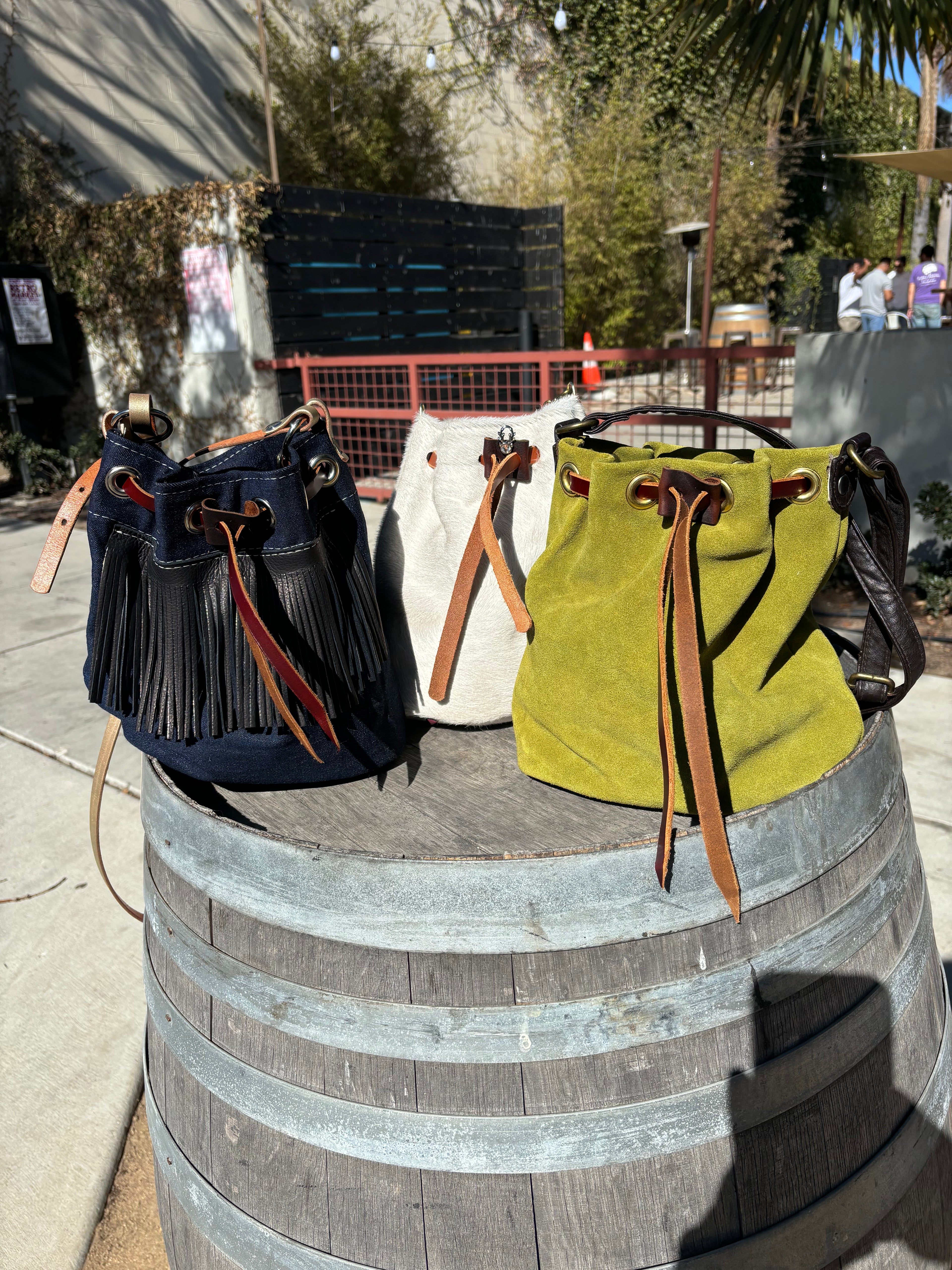 Barbara Bucket Bag – Handcrafted Leather & Denim