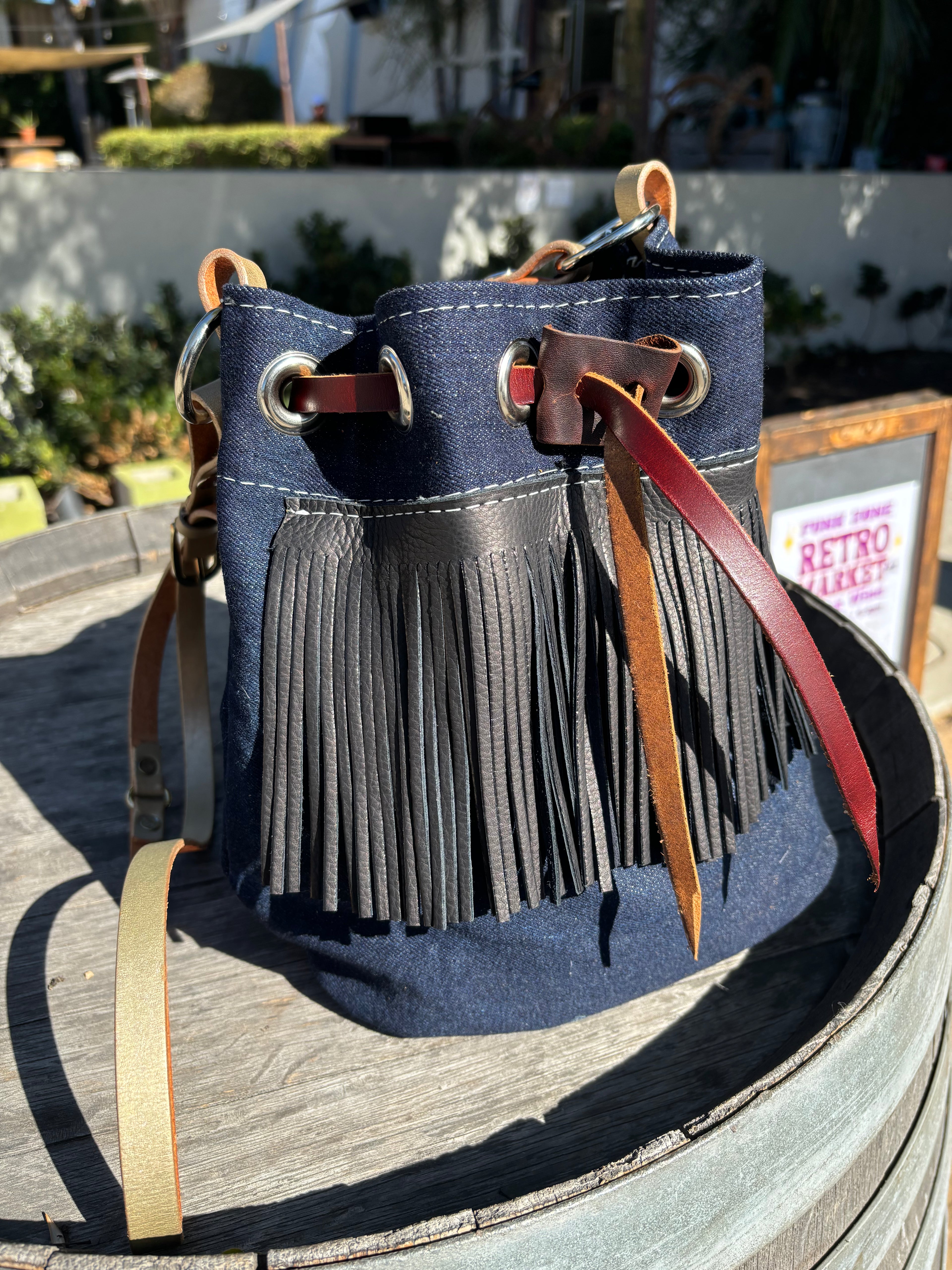 Barbara Bucket Bag – Handcrafted Leather & Denim