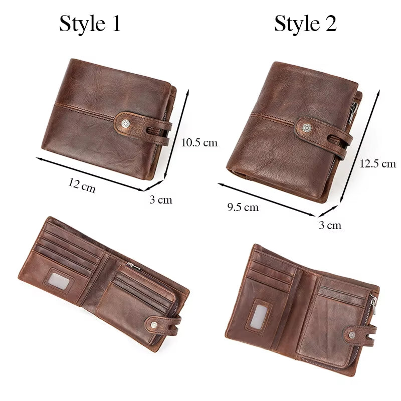 CONTACT'S Casual Men Wallets Crazy Horse Leather Short Coin Purse Hasp Design Wallet Cow Leather Clutch Wallets Male Carteiras