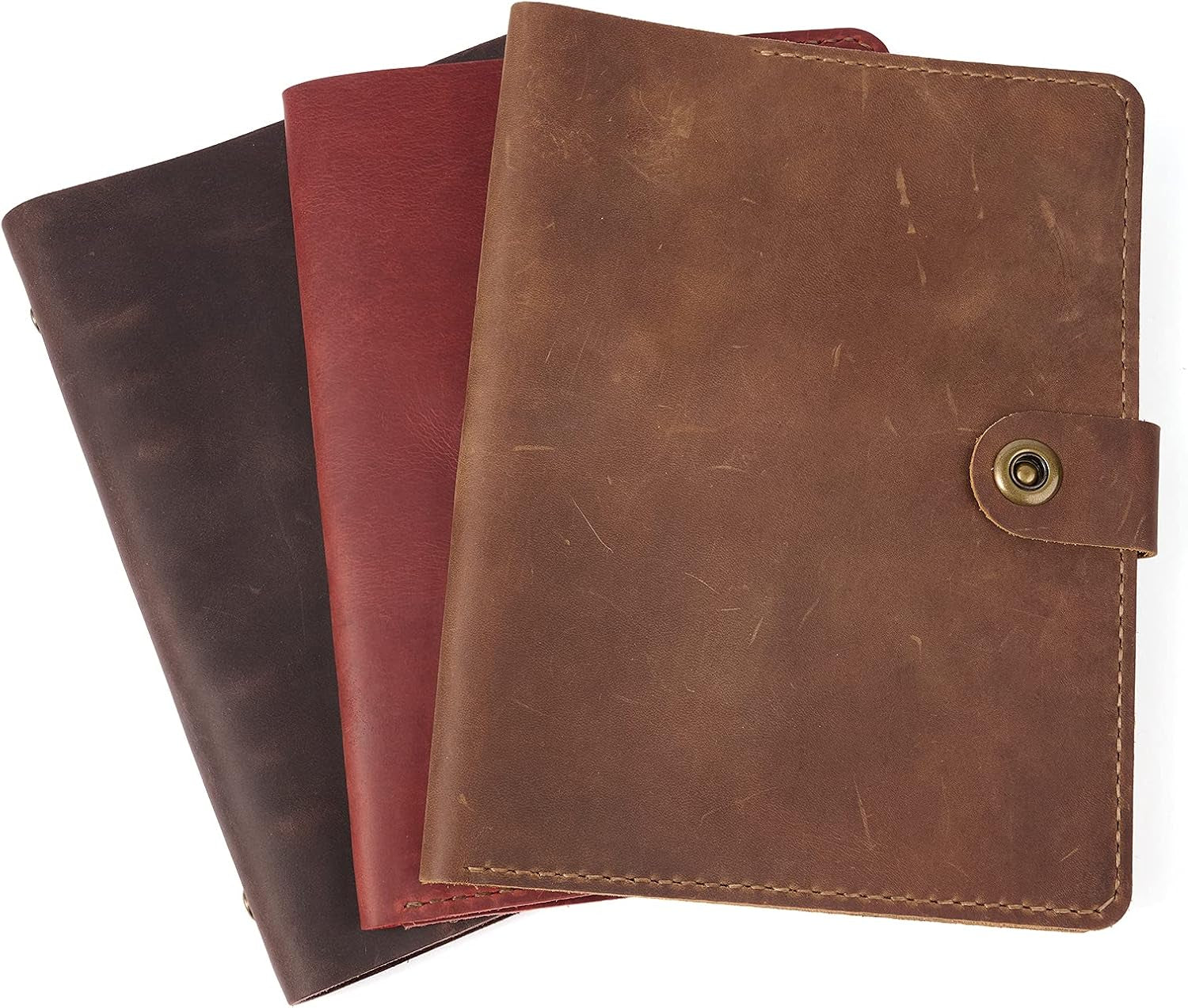 Leather Notebook Cover for Steno Notebook - 9" X 6" Inch Handmade Leather Folio Cover Compatible with Rocketbook Flip, Refillable Vintage Journal Cover Personal Organizer A5 for Men|Women|Gift