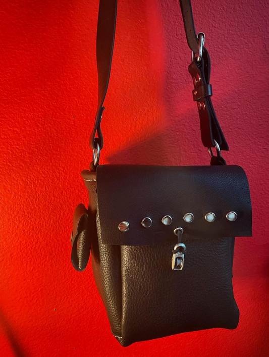 Black Utility Leather Hand Bag